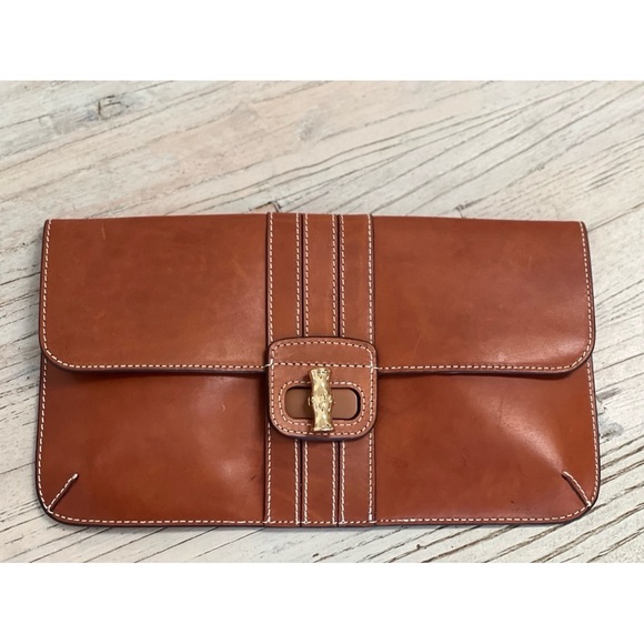 J.McLaughlin Leather Bamboo Clasp Clutch NWT - Picture 3 of 6